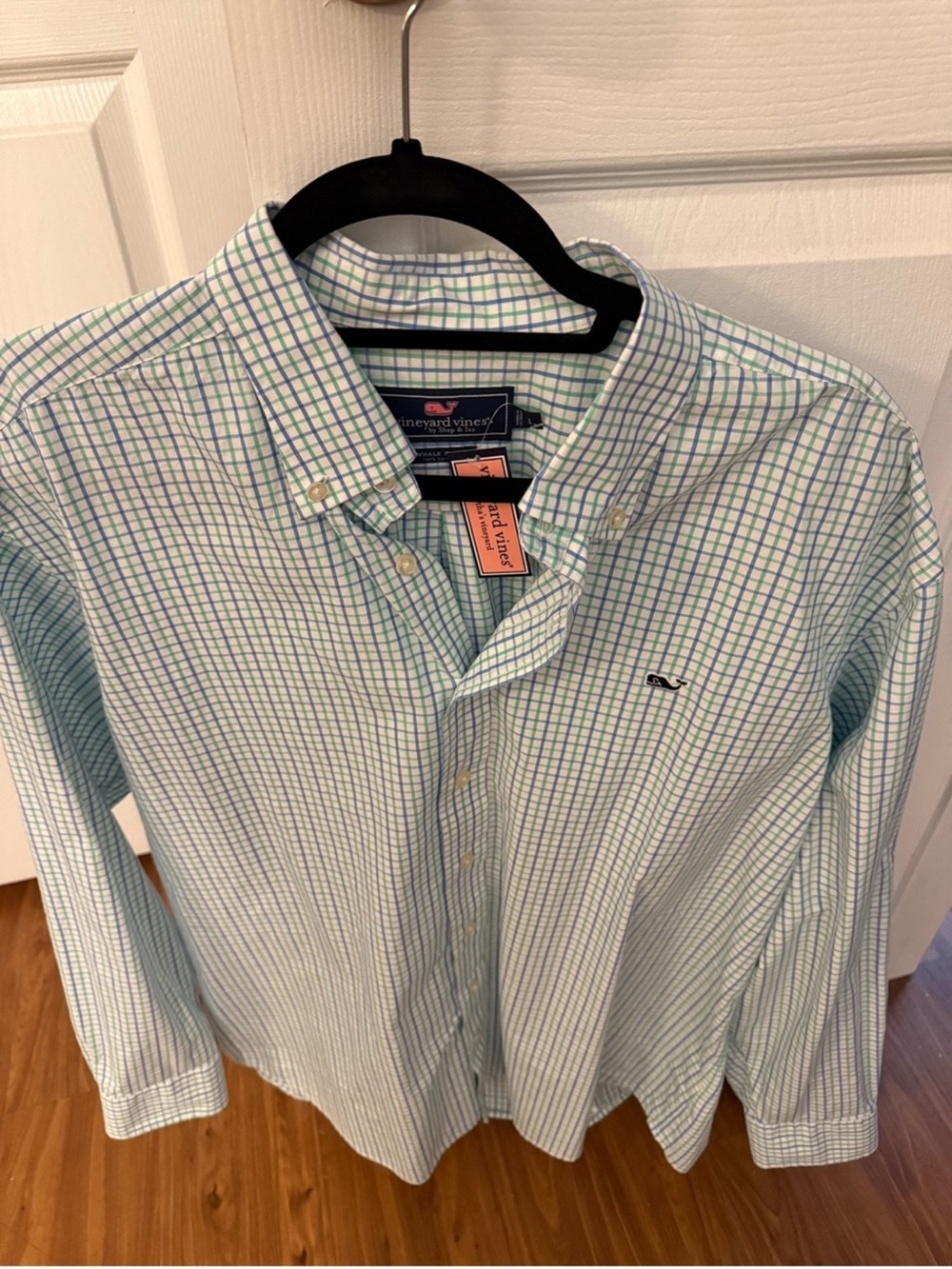 Vineyard Vines Mint and White Check Button-Down Shirt